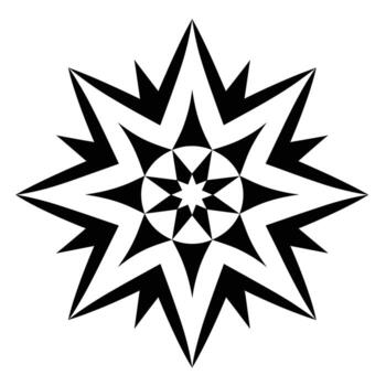 Creative geometric star design in black and white depicting sharp points and intricate patterns vector