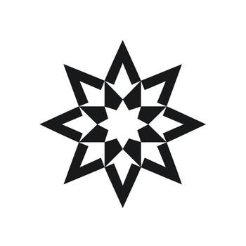 Intricate black geometric star design with sharp angles and symmetrical patterns vector