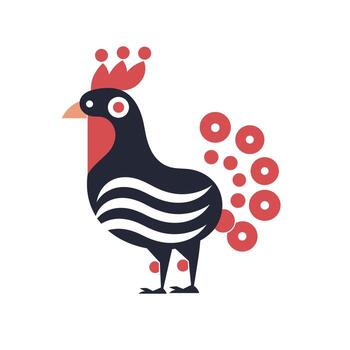 Colorful abstract rooster design featuring bold shapes and patterns for decorative use vector