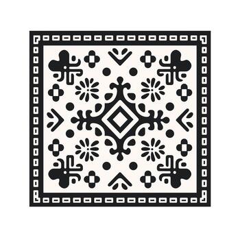 decorativo negro y blanco loseta diseño presentando intrincado patrones y geométrico formas vector