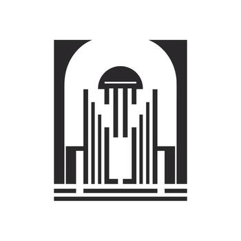 Art Deco fountain design in black and white style vector