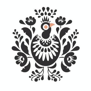 Design of a bird surrounded by floral patterns vector