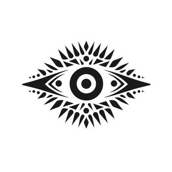 Intricate black eye design with geometric patterns vector