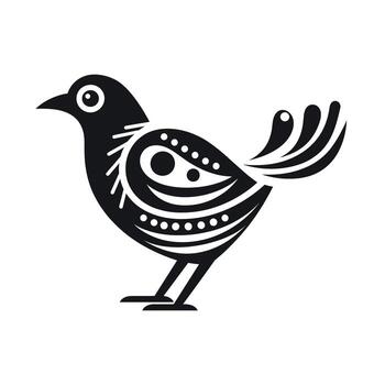 Artistic black bird design with intricate patterns vector