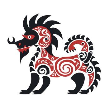 Mythical creature with detailed patterns vector