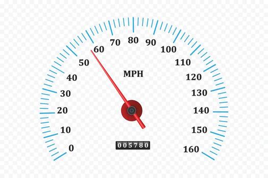 Realistic analog speedometer car red odometer rpm dial counter gauge miles engine speed measuring scale meter dashboard indicator on isolated background vector