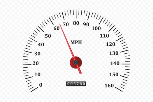 Realistic analog speedometer car odometer rpm dial counter gauge miles engine speed measuring scale meter dashboard indicator on isolated background vector