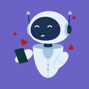 Colorful chat robots showing a variety of emotions and gestures. Playful digital characters communicating through animated expressions. vector