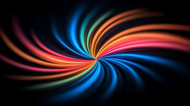 Vibrant swirl of colors creating a dynamic abstract pattern against a dark background photo