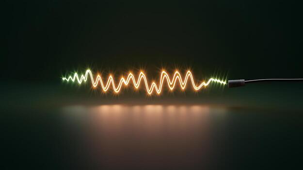 Vibrant waveforms of light and energy with a dark background, showcasing dynamic motion and flow photo