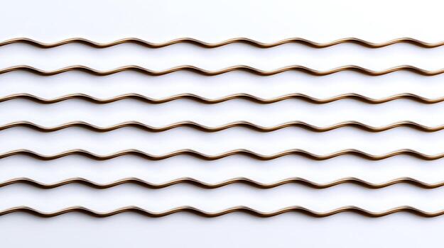 Wavy brown lines arranged in parallel on a white background, creating a rhythmic pattern photo
