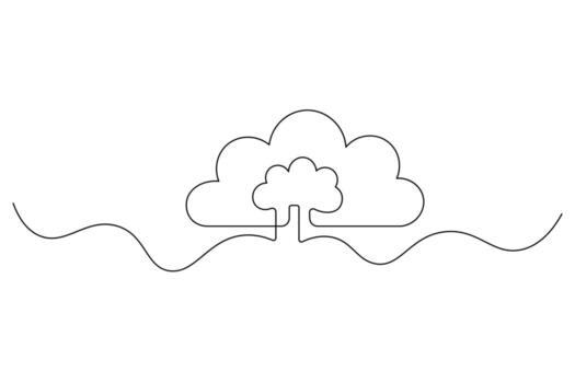nube informática continuo línea Arte ordenador portátil y nube conexión vector