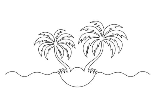 continuo línea palma árbol minimalista verano diseño vector