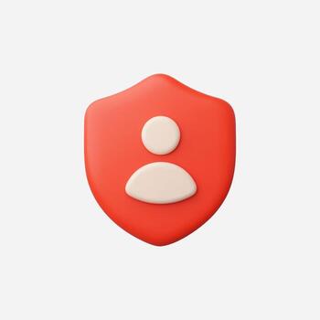 A minimalistic red shield icon representing security and protection. vector