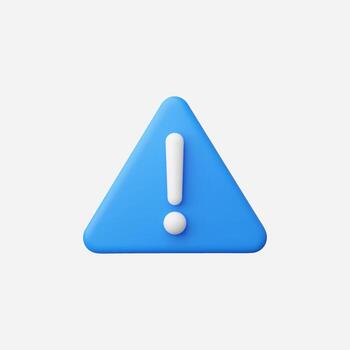 A blue triangular warning icon with a white exclamation mark. vector