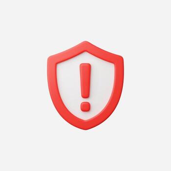 A red and white shield-shaped warning icon emphasizing safety. vector