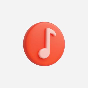 A vibrant red circular music note icon in a minimalistic design. vector