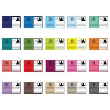 un conjunto de de colores tarjetas con diferente íconos vector