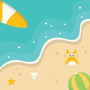 Top View Summer Beach Background with Cartoon Design. vector