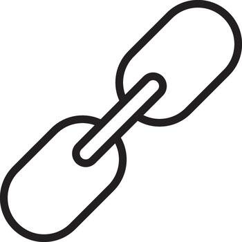 Chain link connection metal icon symbol outline black isolated design simple minimal graphic illustration element object strong secure bond attachment unity connection strength industrial vector