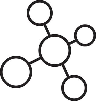 Molecule icon chemistry symbol science concept simple black line abstract structure connected circles minimal design isolated on transparency background educational illustration vector