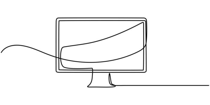 One line drawing of laptop gadget, continuous single line drawing of laptop computer, line art illustration, Simple abstract laptop line art drawing. Editable stroke. vector