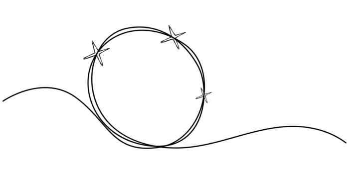 Continuous one line circle stroke, Hand drawn circle frame on white background, Continuous one line drawing of scribble black circle vector