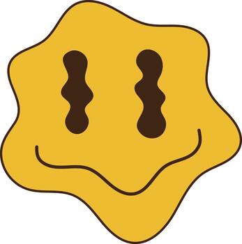 Psychedelic Dripping Smiling Character with Cartoon Design vector