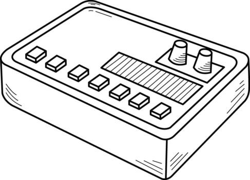 Hand Drawn Podcast Element. Broadcasting Doodle Element. Isolated on White Background. vector