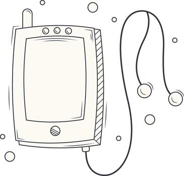 Black and White Podcast Element. Broadcasting Hand Drawn Element. vector