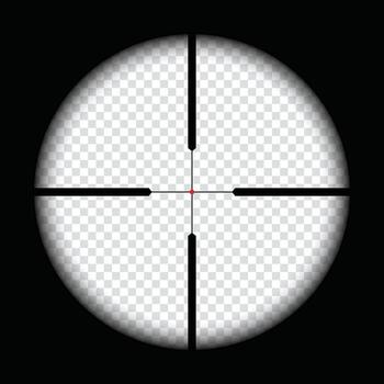 Realistic sniper scope crosshairs view. sniper sight with measurement marks. sniper scope template isolated. rifle optical sight vector