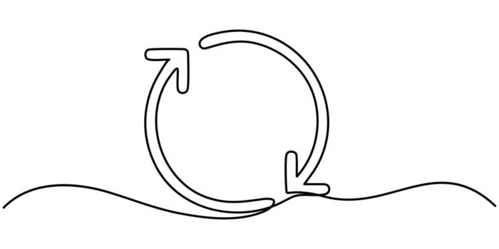 Refresh or Reload symbol continuous one line drawing. vector