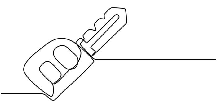 Continuous line key isolated Drawing one. vector