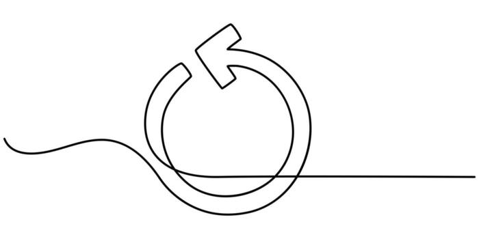 Refresh or Reload symbol continuous one in style. vector