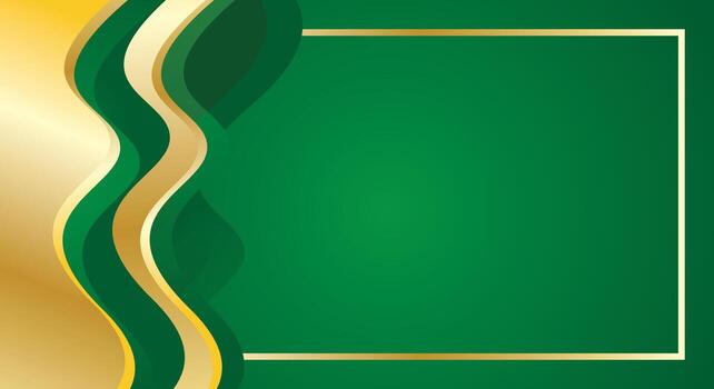 Green gradient and gold dynamic wave background for certificate vector