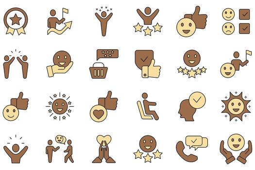 Satisfaction icons . Set of editable stroke icons.Set of Satisfaction vector