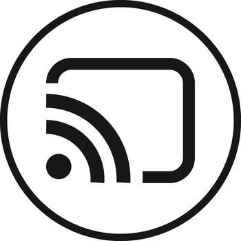 Screen cast, screencast button icon. smart device interfaces. rectangle with wireless signal. Wireless connection symbol. Screencast sign symbol vector