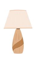 Table lamp or bedside lamp . Bedroom furniture, interior decor item, lighting equipment clipart in flat cartoon style isolated on white background. vector