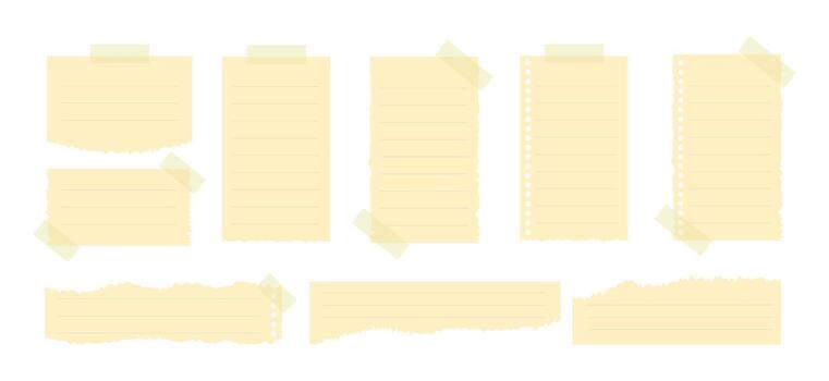 Assorted Ripped Paper Notes Attached with Tape vector