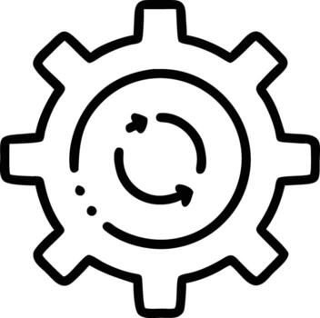 Gear mechanism process cycle icon illustration for engineering manufacturing and automation 100 vector