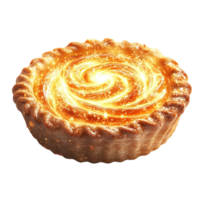 caprichoso brillante tarta presentando luminoso arremolinándose empastes parecido a estrellas, ligero vórtices, y energía espirales aislado en transparente antecedentes png