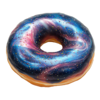 vistoso rosquilla con cósmico remolino Crema y asperja en un transparente antecedentes png