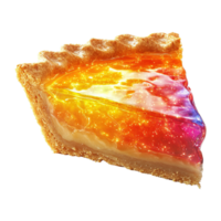 rebanada de futurista cósmico tarta con vistoso lleno de estrellas empastes y perfectamente texturizado costras en transparente antecedentes png