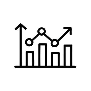 a graph bar chart icon with arrows pointing up vector