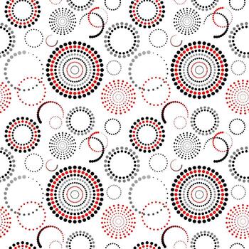 halftone seamless geometric pattern of concentric circles red vector