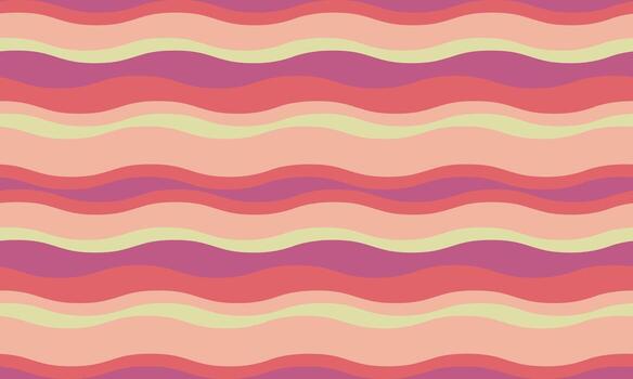 Abstract wavy stripes in pastel pink, coral, and purple create a cheerful, retroinspired seamless pattern. Ideal for backgrounds, textiles, or website design evokes feelings of joy and nostalgia. vector
