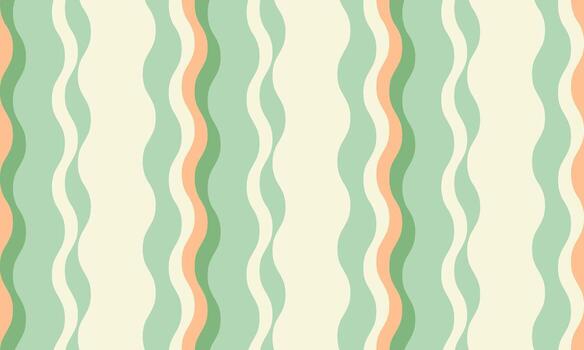 Abstract wavy stripes pattern in pastel green, peach, and cream. Perfect for textile design, website backgrounds, and vibrant branding. vector