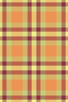 Covering pattern fabric, realistic tartan seamless background. Square plaid texture textile check in orange and lime colors. vector