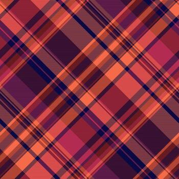 Vibrant diagonal plaid pattern in warm autumnal tones. Perfect for fallthemed designs, textiles, apparel, and website backgrounds. The intersecting lines create a dynamic and textured effect. vector