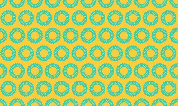 vibrante verde azulado circular patrones en un soleado amarillo antecedentes crear un alegre, repetitivo textura. Perfecto para sitio web antecedentes, textil diseños, o agregando un juguetón toque a ninguna proyecto. vector